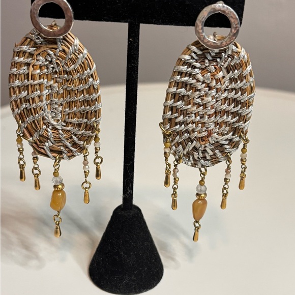 ✨ Lightweight Handmade Sterling Silver Earrings with Manila Fiber - Picture 1 of 7